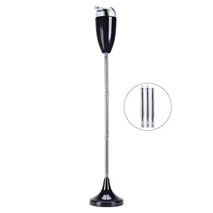 CO-Z Adjustable Ashtray, Smokeless Odorless Indoor Outdoor Floor Standing Ash Tray with Lid for Home Patio Cigarettes Ash Butt Disposal, Windproof Balcony Ashtray in 20", 27.5", 35" Heights, Black