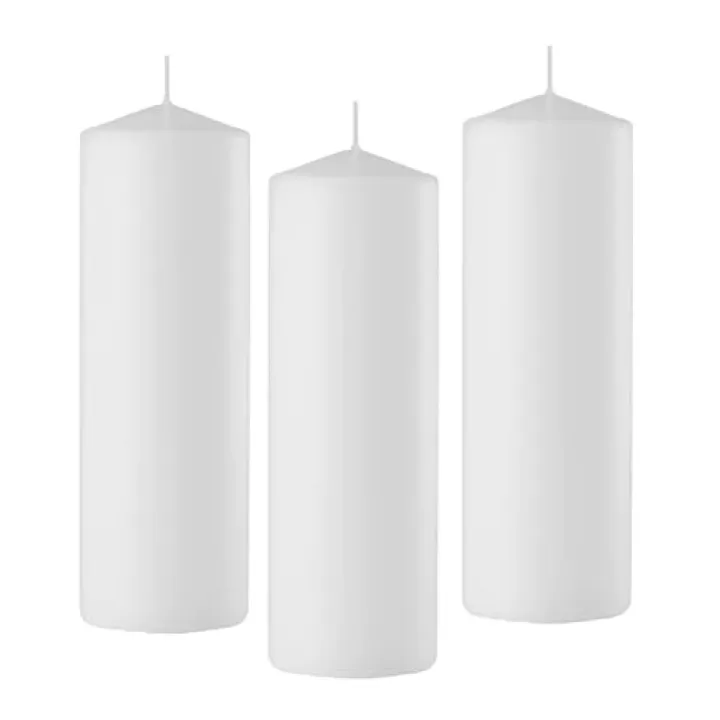 D'light Online 3 X 8 Inch Pillar Candles Set of 12 Bulk Event Pack Round Unscented Premium Wax Pillar Candles for Wedding, Spa, Party, Birthday, Holiday, Bath and Home Decor (3X8, White)