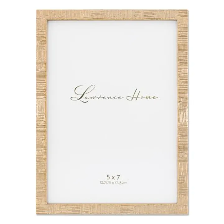 Lawrence Frames 5x7 Gold Metal Linen Pattern Picture Frame