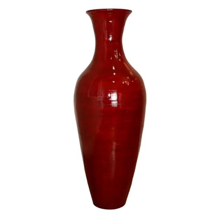 Uniquewise Modern 37 inch Tall Classic Bamboo Floor Vase Handmade for Dried Flowers Branches Fillers Elegant Look, Home Decor for Any Dining Room, Living Room, Entryway, Or Office, Red