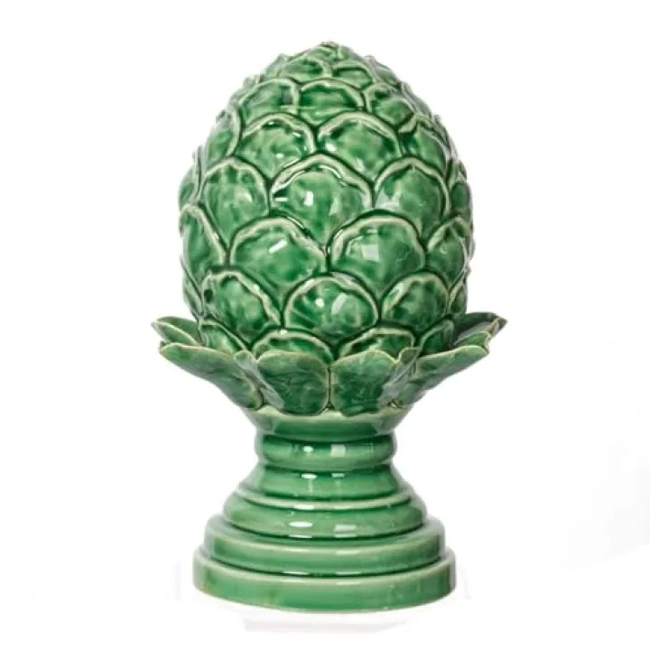 A&B Home Green Artichoke Statue - Decorative Ceramic Statue, Tabletop Home Decor, Living Room Bedroom Coffee Table Office Shelf Accent Piece, 6" x 6" x 9"