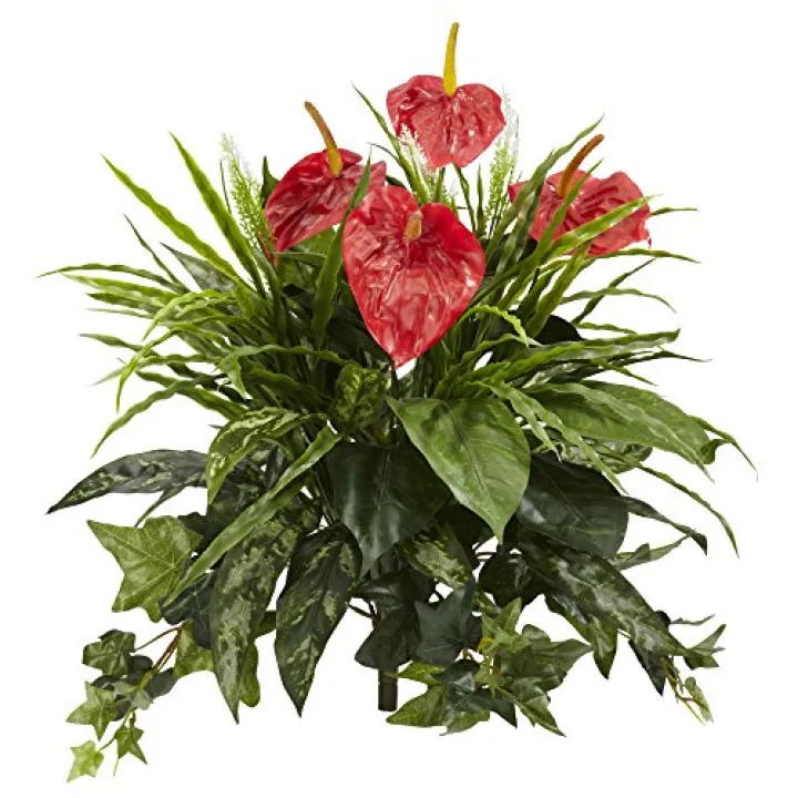 Nearly Natural 24in. Mixed Anthurium Artificial Plant (Set of 2)