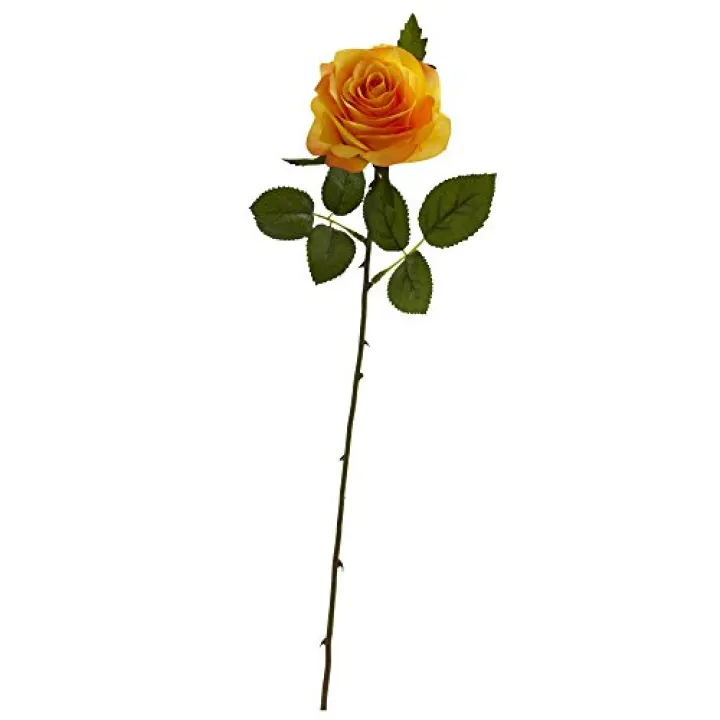 Nearly Natural 18in. Rose Flower (Set of 24) Artificial Plant, 18"H x 3.25"W x 3.25"D, Orange