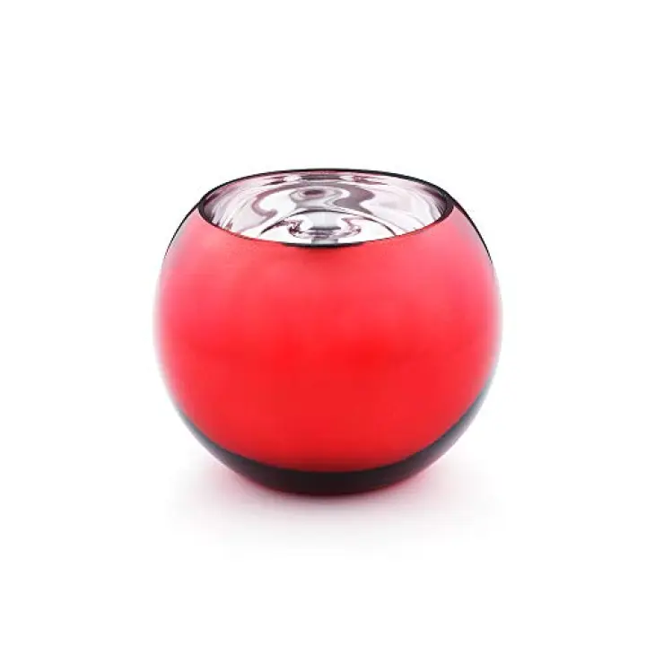 WGV Bowl Glass Vase, Diameter 8", Height 6", Open Width 5", (Multiple Choices) Red Bubble Planter Fish Bowl for Wedding Event Home Decor, 1 Piece (VBW0008RD)