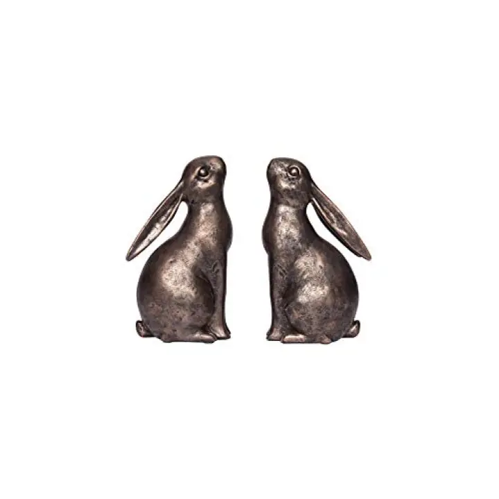 Creative Co-Op Decorative Resin Rabbit Bookends, Bronze, Set of 2