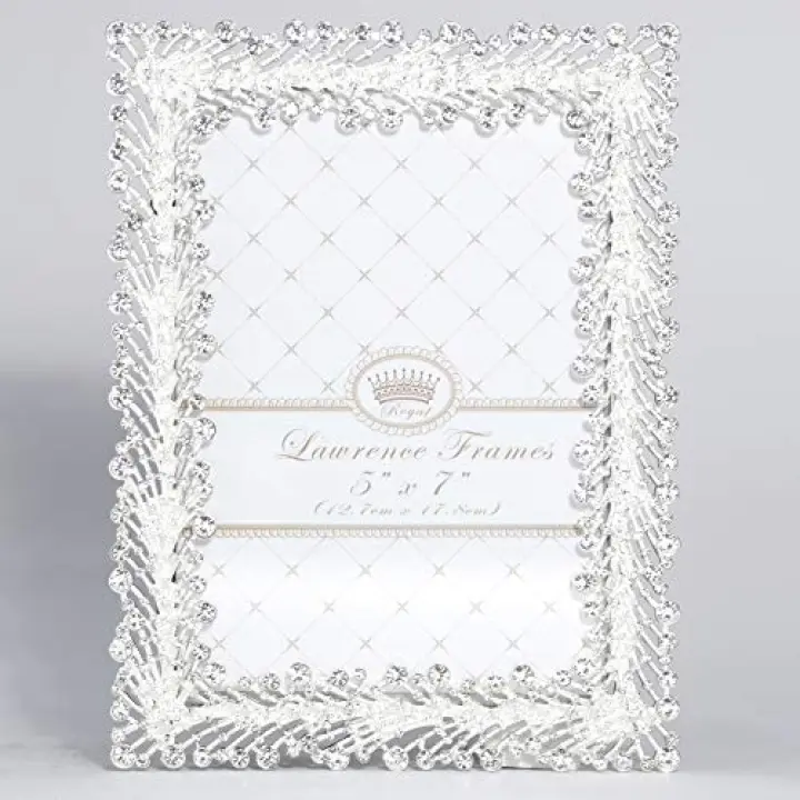 Lawrence Frames 5x7 Jasmond Silver Metal Crystal Spray Picture Frame