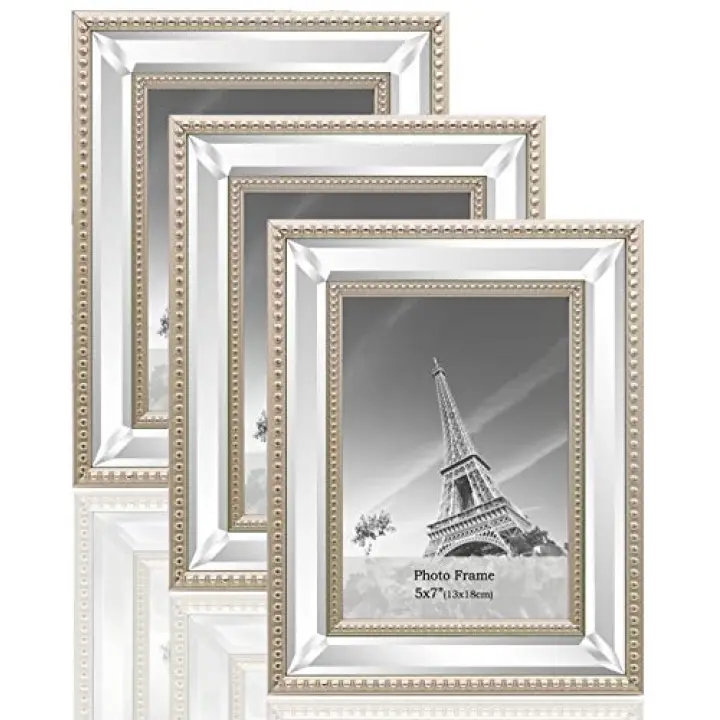 Meetart 5x7 3 Pack Mirror Photo Frames Sets for Wall Pictures Decor or Table Stand