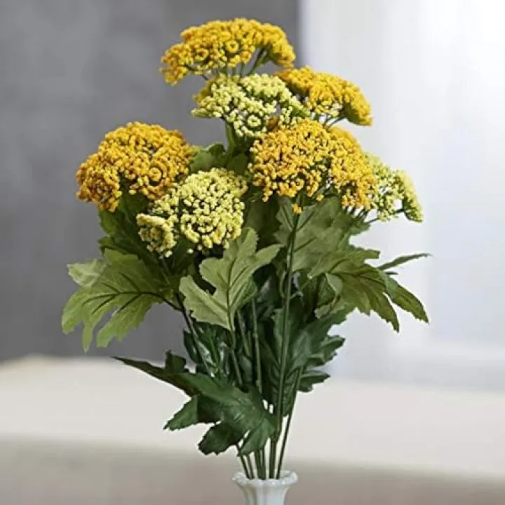 Factory Direct Craft Shades of Yellow Queen Anne's Lace Artificial Flowers Fake Wildflowers for Flower Arrangements and Home Decor (Size: 17" High)