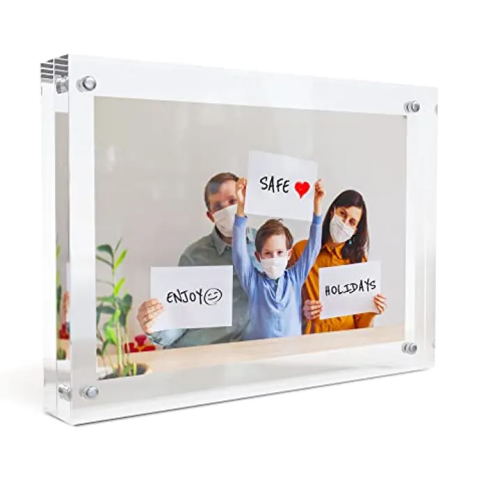 MIRA-K | Crystal Memories | Acrylic Picture Frame 5x7 with Magnetic Closure | Lucite Photo Frame for Tabletop | Decorative Display for Tickets, Postcards and Awards