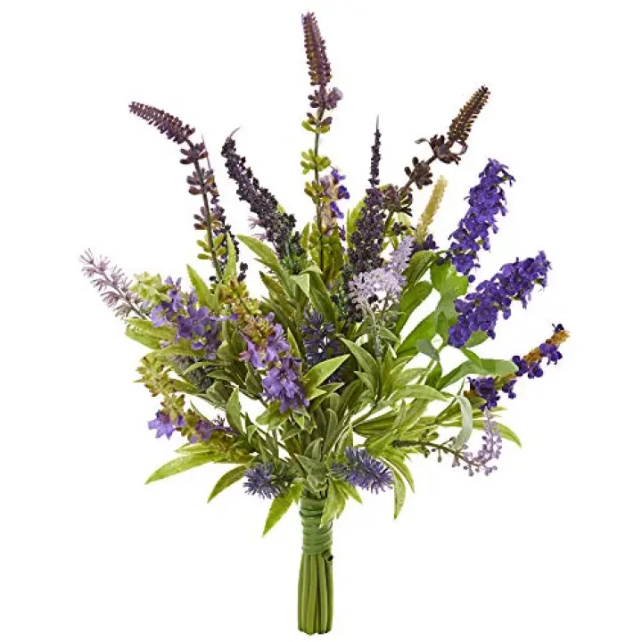 Nearly Natural 15in. Lavender Artificial Flower Bouquet (Set of 3)