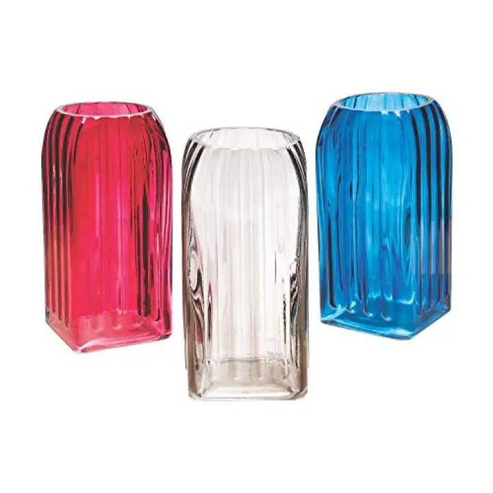 3PC Glass VASE Set - Navy, BURGNDY, Grey - Home Decor - 3 Pieces