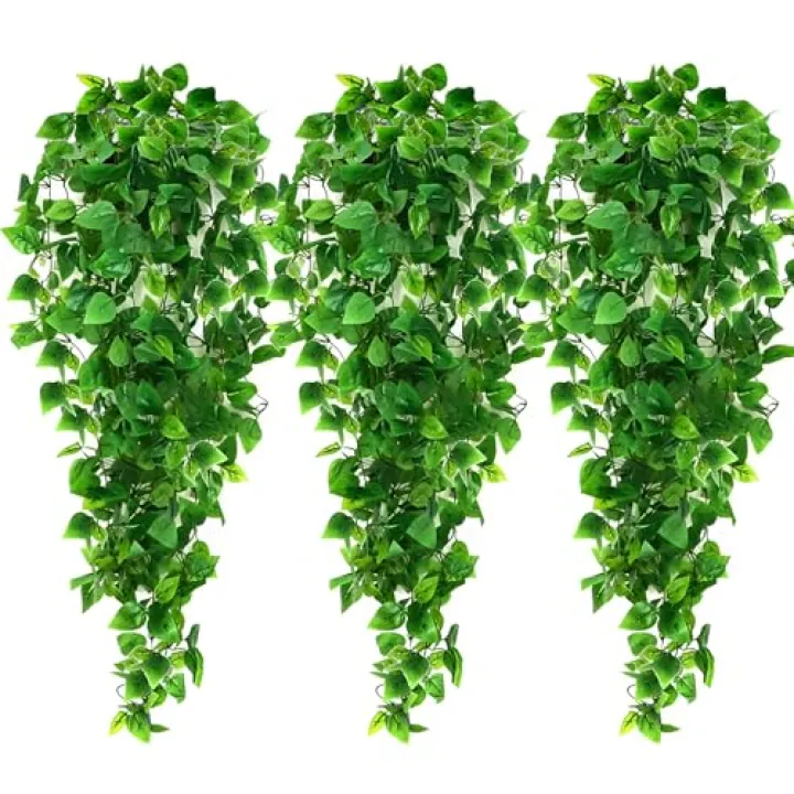 Ageomet 3pcs Artificial Hanging Plants, 3.6ft Fake Ivy Vine for Wall House Room Indoor Outdoor Decoration (No Baskets)