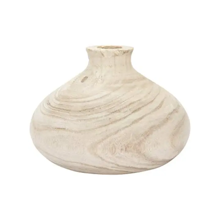 Creative Co-Op Small Paulownia Wood Vase (Each one Will Vary)