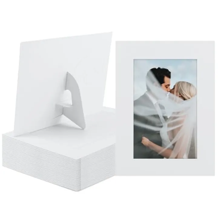 Golden State Art, Pack Of 25, 4X6 Paper Picture Frames With Easel, Photo Frame Cards, Diy Cardboard (White)