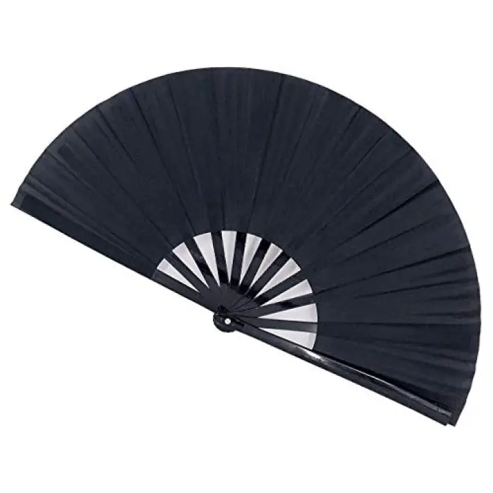 STHUAHE Large Folding Fans Rave Hand Clap Fan Popping Fan for Line Dancing, Big Foldable Clacking Fans for Boots On The Ground Dance Festival, Dancing, Performance (Black)