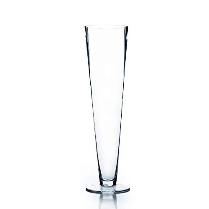 WGV Trumpet Glass Vase, Open 4", Height 16", (Multiple Sizes Choices) Clear Tall Pilsner Floral Planter Container Centerpiece, Wedding Event Home Decor, 1 Piece (VTV0416)