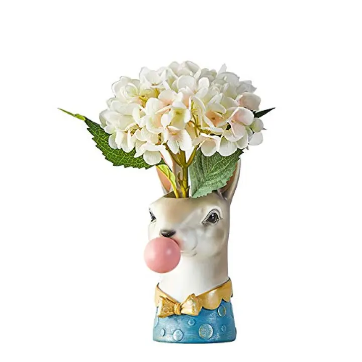Rabbit Blowing Bubbles Creative Vase Decoration Ornaments Art Vase Artificial Flower Vase Dried Flower Vase Home Living Room Table Art Statue