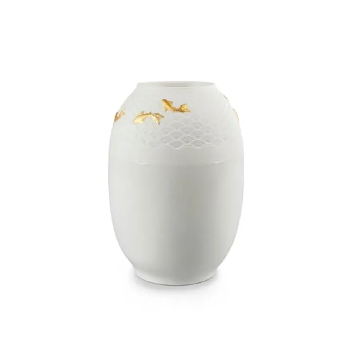LLADRÓ Koi Vase. Golden Luster. Porcelain Vase.