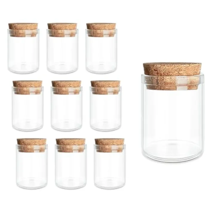 JIUYUE Glass Tubes Bottles Transparent Decoration Bottles with Cork Stoppers for Arts, Crafts and Other Small Projects.(0.5 Oz,10 Pcs)