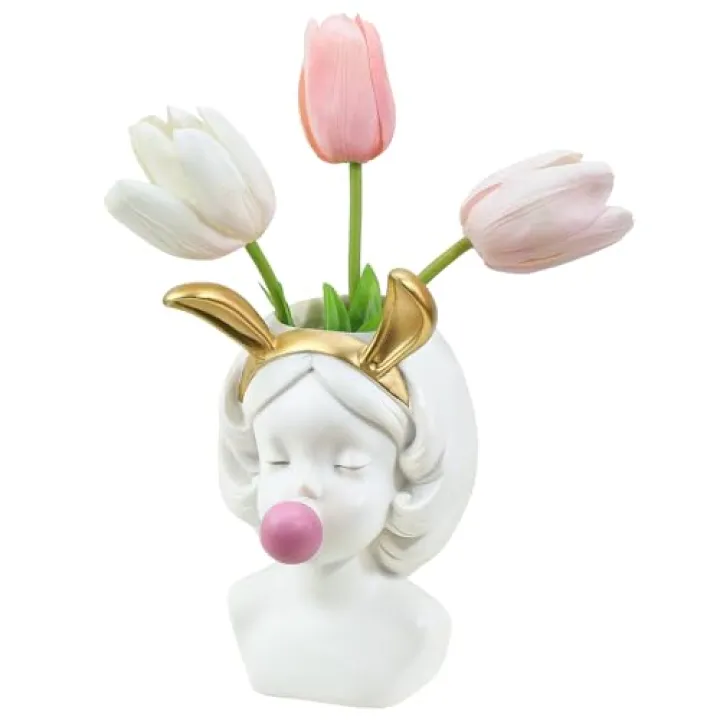 Blowing Bubbles Girl Creative Vase Decoration Ornaments Water Cultivation Flowers Bottle Dry Vase Home Living Room Table Art Statue