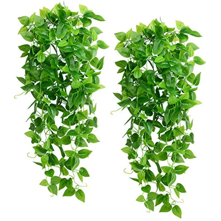 BohoSM Artificial Fake Hanging Vine Plants Ivy Leaves Garland Greeny Chain Wall Home Room Garden Wedding Garland Outside Decoration-2pcs