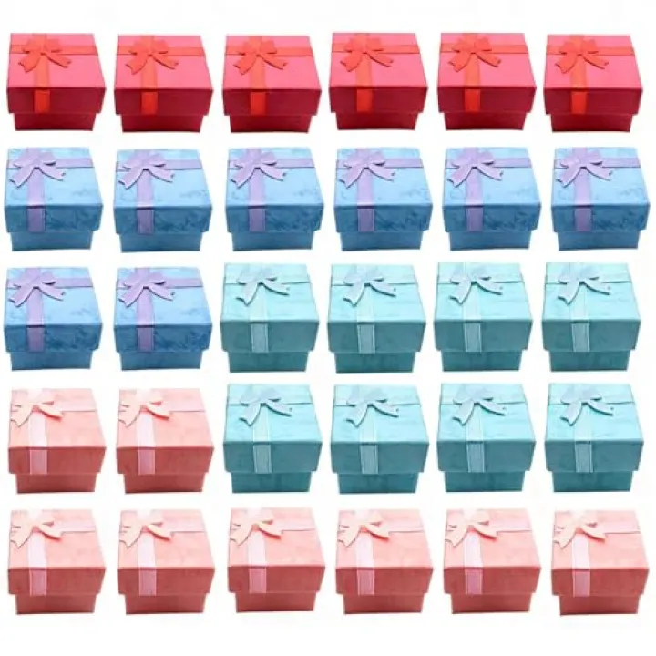 Markeny 32 Pcs Gift Box Set Ring for Ring and Earring Jewelry Anniversaries, Weddings, Birthdays, 4Color
