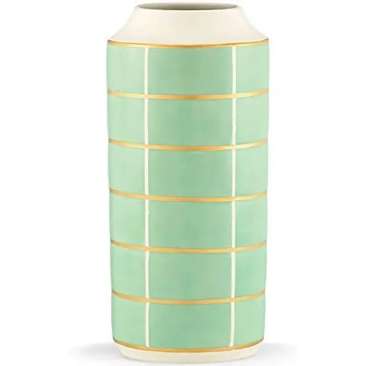 Lenox kate spade new york Sunset Street Porcelain 16" Large Cylinder Vase Turquoise and Gold accented New in box
