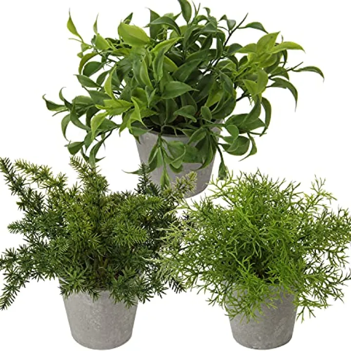 Briful 3PCS Fake Plants Potted Artificial Plants Greenery Faux Fern Eucalyptus Décor Plant for Indoor Home Office Bathroom Harmhouse Decoration