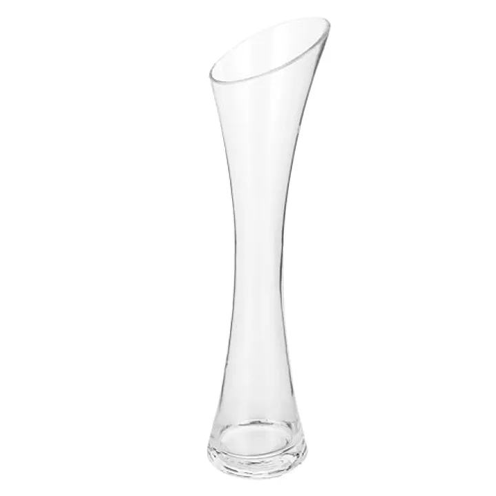 Clear Glass Vases for Flowers Decor, Modern Flower Vases Bud Vase for Centerpieces Living Room Kitchen Office Wedding 2.6x11.6in