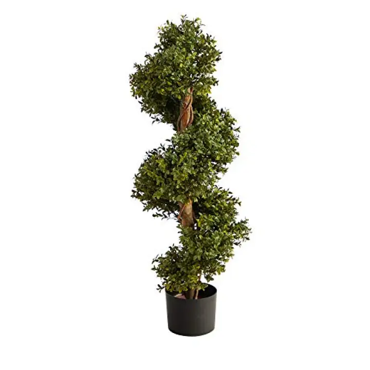 Nearly Natural 33in Artificial Boxwood Spiral Topiary Tree for Indoor Outdoor Entryway Decor