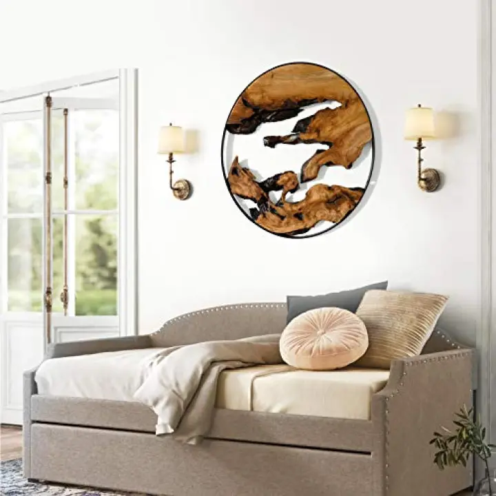 WELLAND Cedar Wood Wall decoration Ornaments, 16" L x 16" W x 1" H Hanging Decoration, irregular shape décor for Home Office, Living Room, Bedroom, Entryway, Bathroom