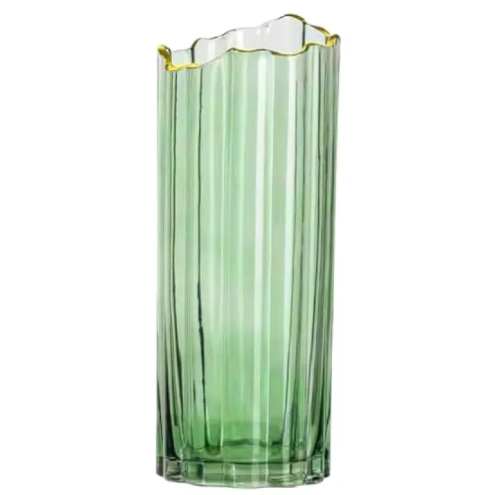 PEPAXON Heavy Glass Vase for Flower Tall Vase Cylinder Vase Tabletop Decoration Green 4.7" L x 4.7" W x 11.8" H