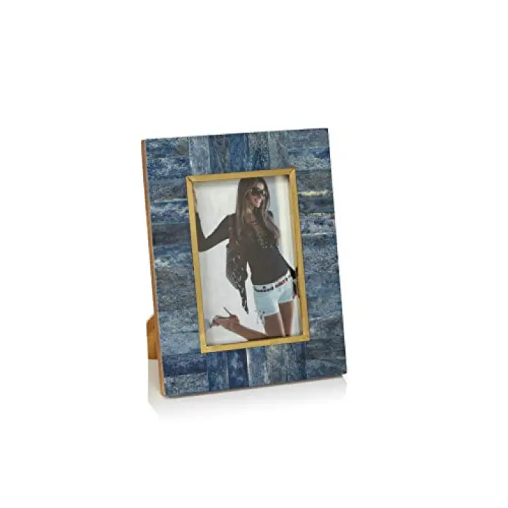 Zodax Biarritz Blue Bone Photo Frame w/Inner Brass Trim (5 x 7)