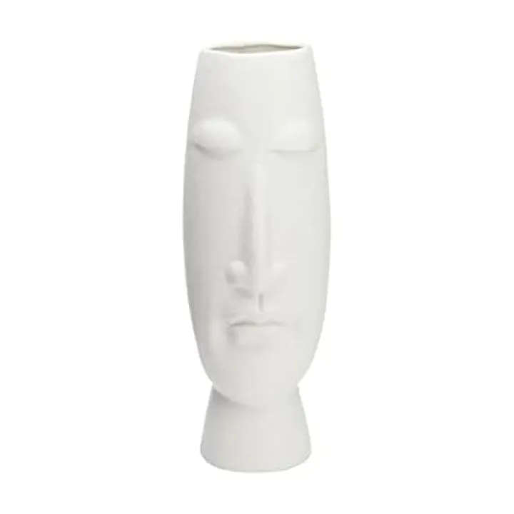 Mikasa 6.5x6.89x19.69 Inch White Ceramic Face Vase