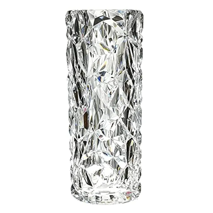Shatterproof Unbreakable Plastic Vase for Home Decor - Thickened Heavy Crystal Clear Vase for Flowers - Diamond Shape - Large Size - 29cm'' High × 11cm'' Wide