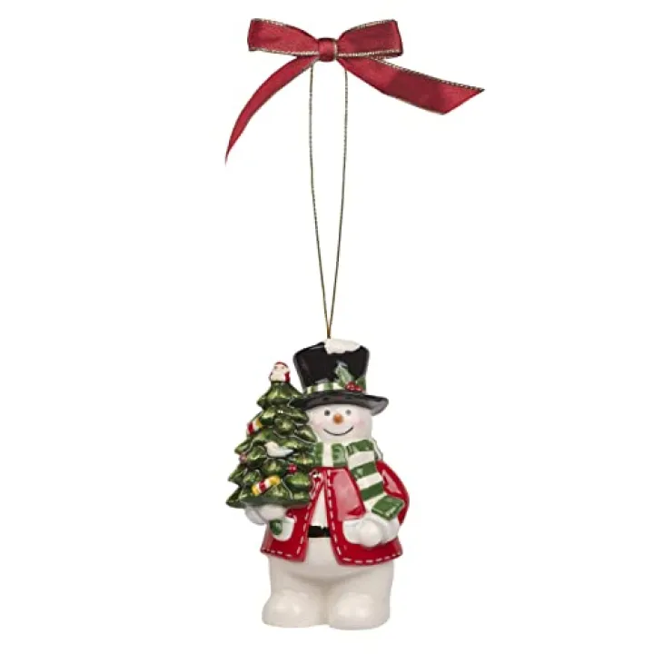 Spode Christmas Tree Snowman Ornament, Long-Lasting Festive Holiday Ornament for Christmas Tree & Seasonal Display - Stylish Holiday Decoration for Mantel, Shelves, Home Accents