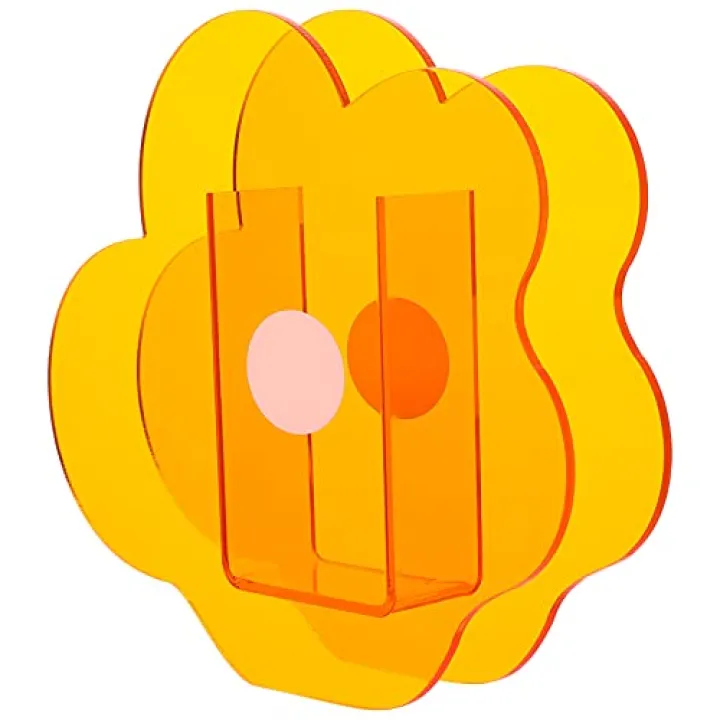 Acrylic Cloud Shaped Flower Vase Make Up Brush Pen Holder Elegant Modern Contemporary Design Vase for Home Office Wedding Decor (Orange)