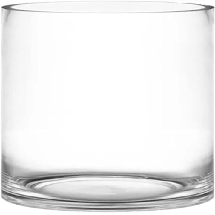 CYS Excel Glass Cylinder Vase – 7" Wide x 6" Tall | Best for 3” Pillar Candles and Floating Candles | Hurricane Candle Holder & Flower Centerpiece