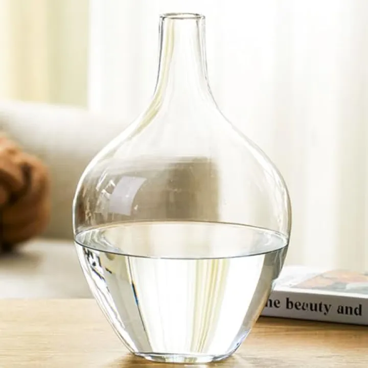 XIUWOUG 11" Tall Glass Vase for Decor,Clear Vases for Flowers Branches,Glass Floor Vase for Home Decor, Shelf Mantel,Table Centerpieces,Medium(vase only)