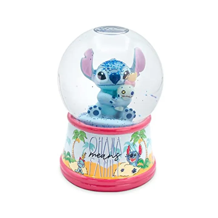 Disney Lilo & Stitch Ohana Light-Up Snow Globe with Swirling Glitter Display Decoration | Home Decor for Kids Room Essentials | Precious Keepsake, Cute Novelty Gifts and Collectibles | 6 Inches Tall
