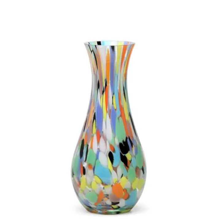 Ca D Oro Colored Glass Vase Confetti Effect Hand Blown Murano-Style Art Glass for Flower, Room Decoration and Centerpiece - Model Nº 83