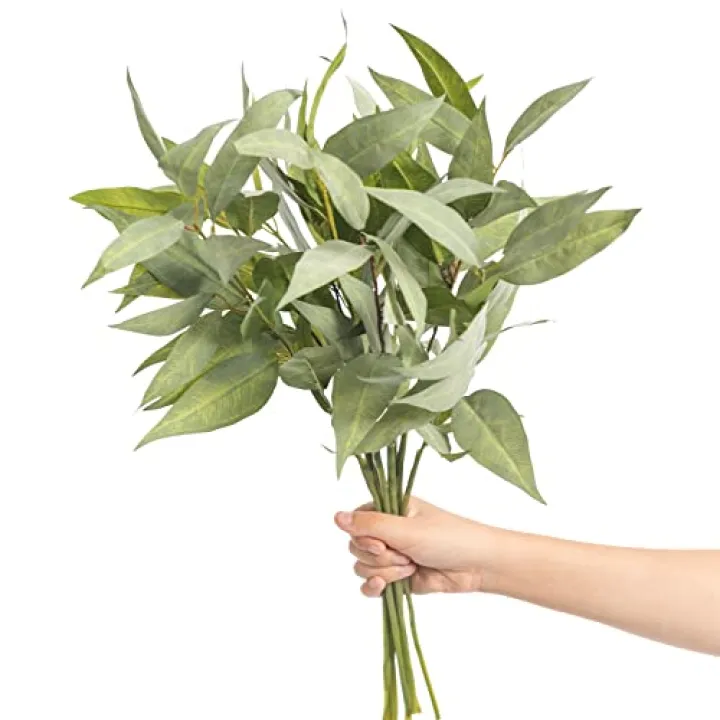 Ling's Moment Artificial Plants Eucalyptus Leaves Branches,10Pcs 17.7"Tall Fake Greenery Filler w/Stems, Lifelike Texture Plant Decor for Wedding Bouquets/Table Centerpieces, Outdoor/Party/Room/Office