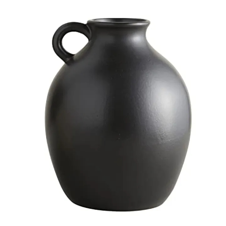 47th & Main Smooth Ceramic Vase, 9.5" Tall, Matte Black