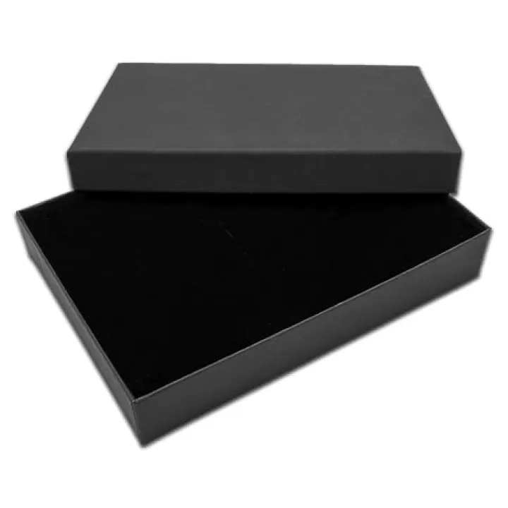 TheDisplayGuys - 12-Pack Cardboard Kraft Paper Jewelry Gift Boxes w. Velvet Padding - Earrings/Ring/Necklace - Matte Black - #53 (5.4" x 3.9" x 1.0")