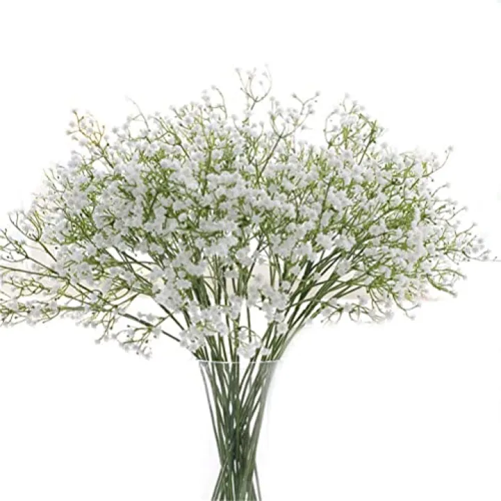 Gumolutin 15 Pack Real Touch Artificial Baby's Breath Flowers - 21" Bendable Stems for Wedding Bouquets, Home Centerpieces & Outdoor Decor (Waterproof, Dustproof, White)