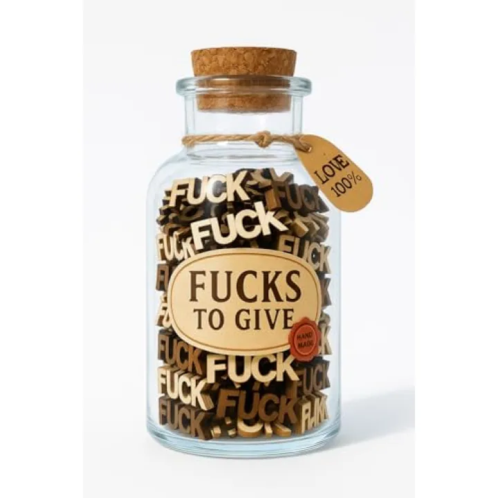7Oz Fucks to Give, Jar of Fuck Gift, Fuck Wooden Cutouts Letter Piece, Funny Swear Jar, Funny Gifts, Christmas Birthday Valentines Day Gifts for Men, Gag Small Gift, Desk Decor