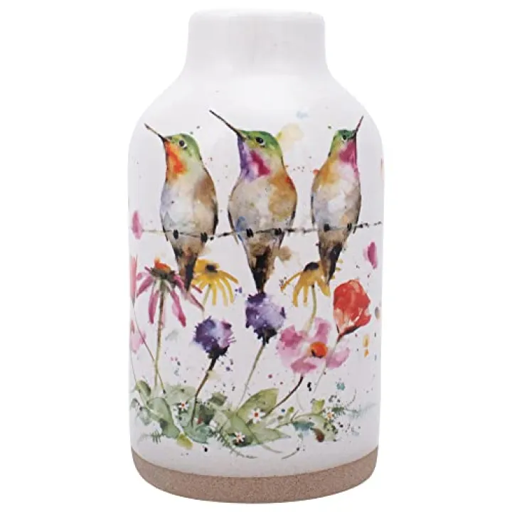 DEMDACO Dean Crouser Wildflowers and Friends Watercolor Purple 5 x 2.5 Ceramic Stoneware Vase