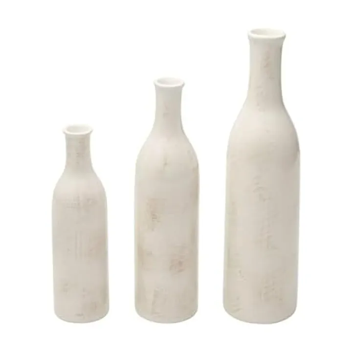 Scott Living Ceramic Shoulder Vases, Set Of 3, Gray and White