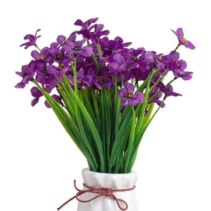 Xiaokeis Artificial Violet Flowers, 6 Bundles Fake Flowers Plant Artificial Violet Flowers Uv Resistant Faux Bouquet Decor for Home, Garden and Wedding(Purple)