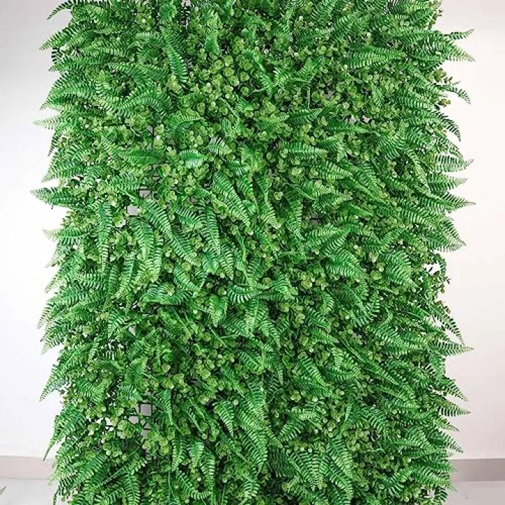 Efavormart 12 Sq. ft. | Boston Fern Eucalyptus Boxwood Greenery Garden Wall, Grass Backdrop Mat, Indoor/Outdoor UV Protected Assorted Foliage - 4 Artificial Panels
